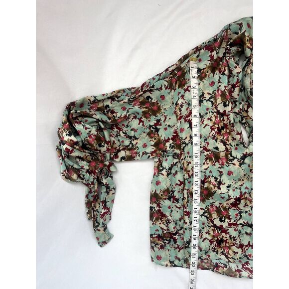 ZARA Floral Print Blouse Flowy Long Sleeve Size XS Tie Neck Romantic Cute - Picture 11 of 11